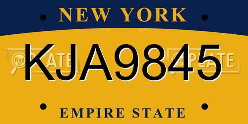KJA9845 New York License Plate