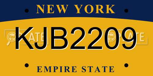 KJB2209 New York License Plate
