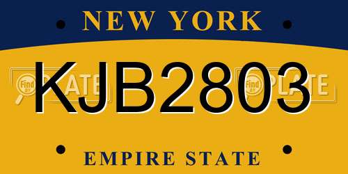 KJB2803 New York License Plate