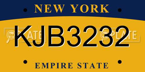 KJB3232 New York License Plate