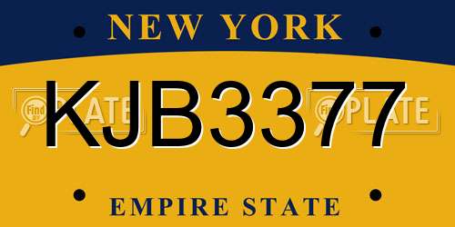 KJB3377 New York License Plate