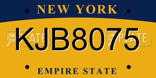 KJB8075 New York License Plate