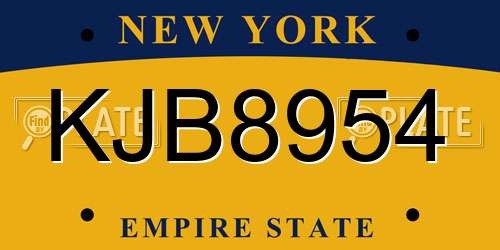 KJB8954 New York License Plate