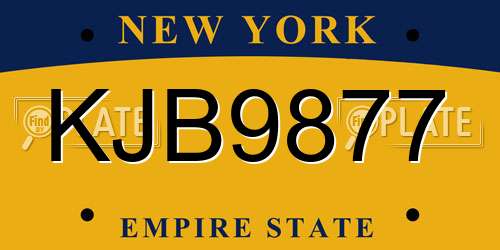 KJB9877 New York License Plate