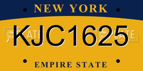 KJC1625 New York License Plate