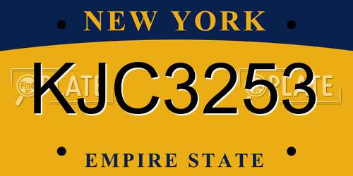 KJC3253 New York License Plate