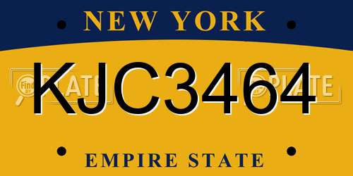 KJC3464 New York License Plate