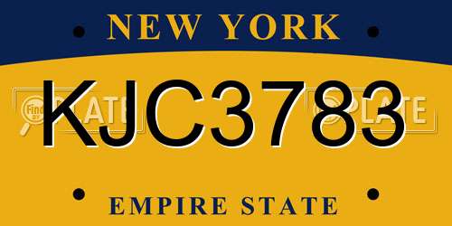 KJC3783 New York License Plate