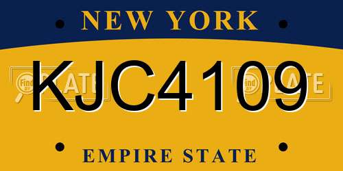 KJC4109 New York License Plate