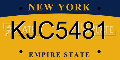 KJC5481 New York License Plate
