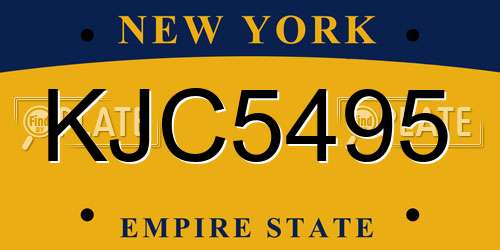 KJC5495 New York License Plate
