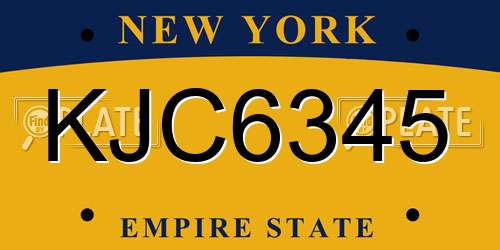 KJC6345 New York License Plate