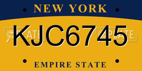 KJC6745 New York License Plate