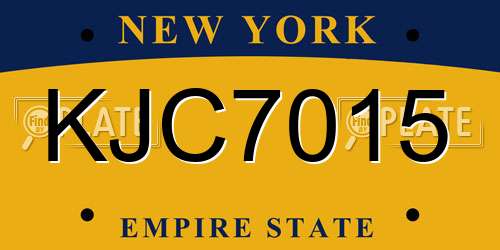KJC7015 New York License Plate