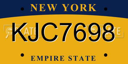 KJC7698 New York License Plate