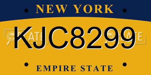 KJC8299 New York License Plate
