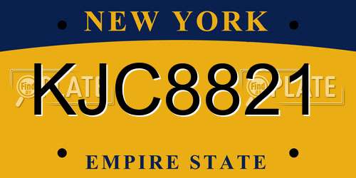 KJC8821 New York License Plate