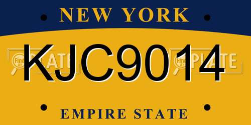 KJC9014 New York License Plate
