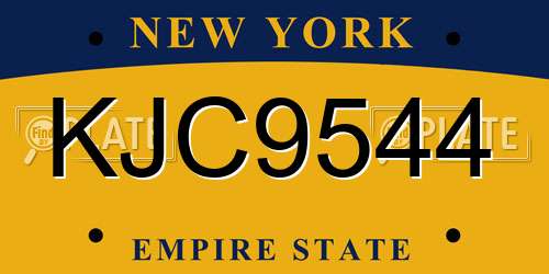 KJC9544 New York License Plate