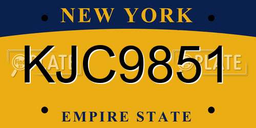 KJC9851 New York License Plate