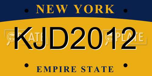KJD2012 New York License Plate
