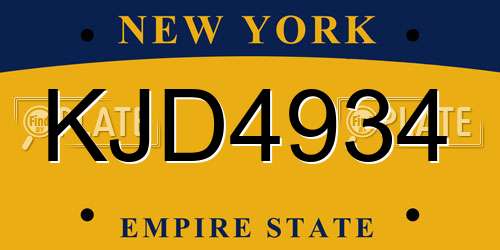 KJD4934 New York License Plate