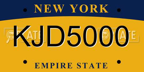 KJD5000 New York License Plate