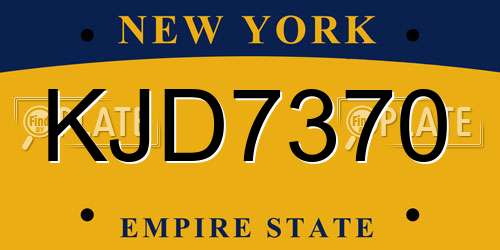 KJD7370 New York License Plate