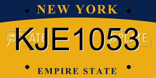 KJE1053 New York License Plate