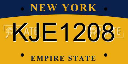 KJE1208 New York License Plate