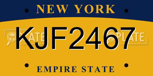 KJF2467 New York License Plate
