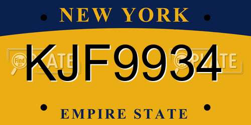 KJF9934 New York License Plate