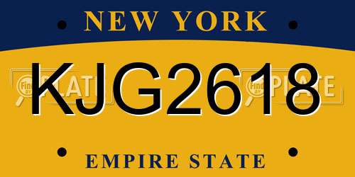 KJG2618 New York License Plate