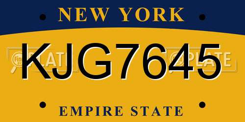 KJG7645 New York License Plate