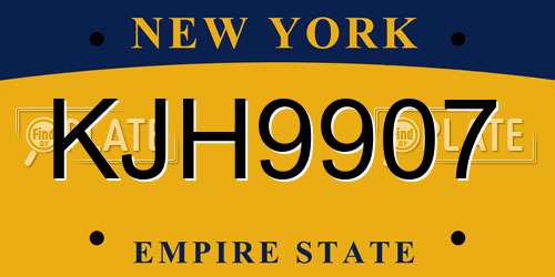 KJH9907 New York License Plate