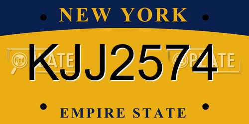 KJJ2574 New York License Plate
