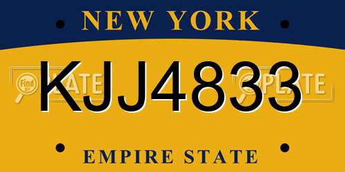 KJJ4833 New York License Plate