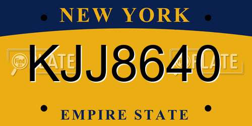 KJJ8640 New York License Plate