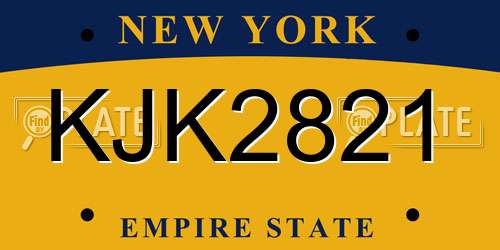 KJK2821 New York License Plate