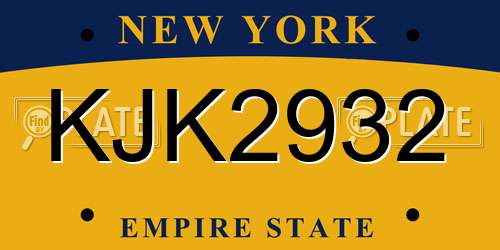 KJK2932 New York License Plate