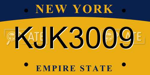 KJK3009 New York License Plate