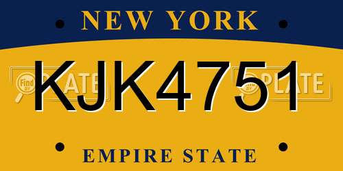KJK4751 New York License Plate