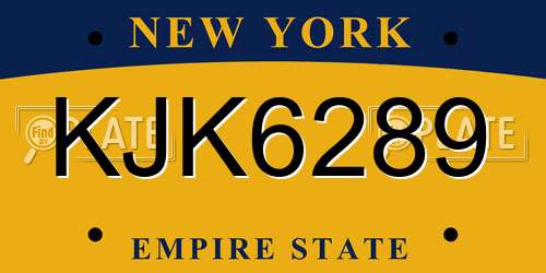 KJK6289 New York License Plate