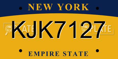 KJK7127 New York License Plate