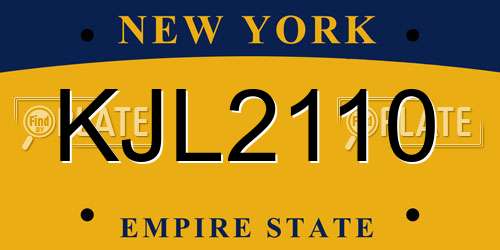 KJL2110 New York License Plate