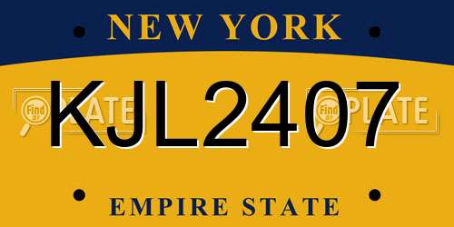 KJL2407 New York License Plate
