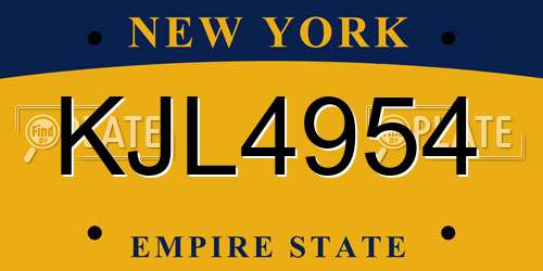 KJL4954 New York License Plate