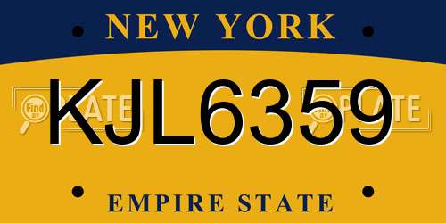 KJL6359 New York License Plate