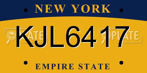 KJL6417 New York License Plate