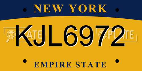 KJL6972 New York License Plate